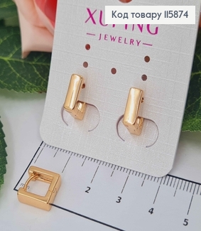 Серьги, "Квадратики" 1см, Xuping 18K 115874 фото
