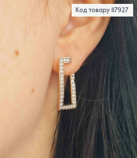 Серьги "Геометрические" украшены Блестящими камешками, 2,4см, английская застежка, Xuping 18K 117927 фото