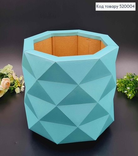 Коробка многогранная,  Перламутрового Бирюзового цвета, 18*22см 520004 фото 1