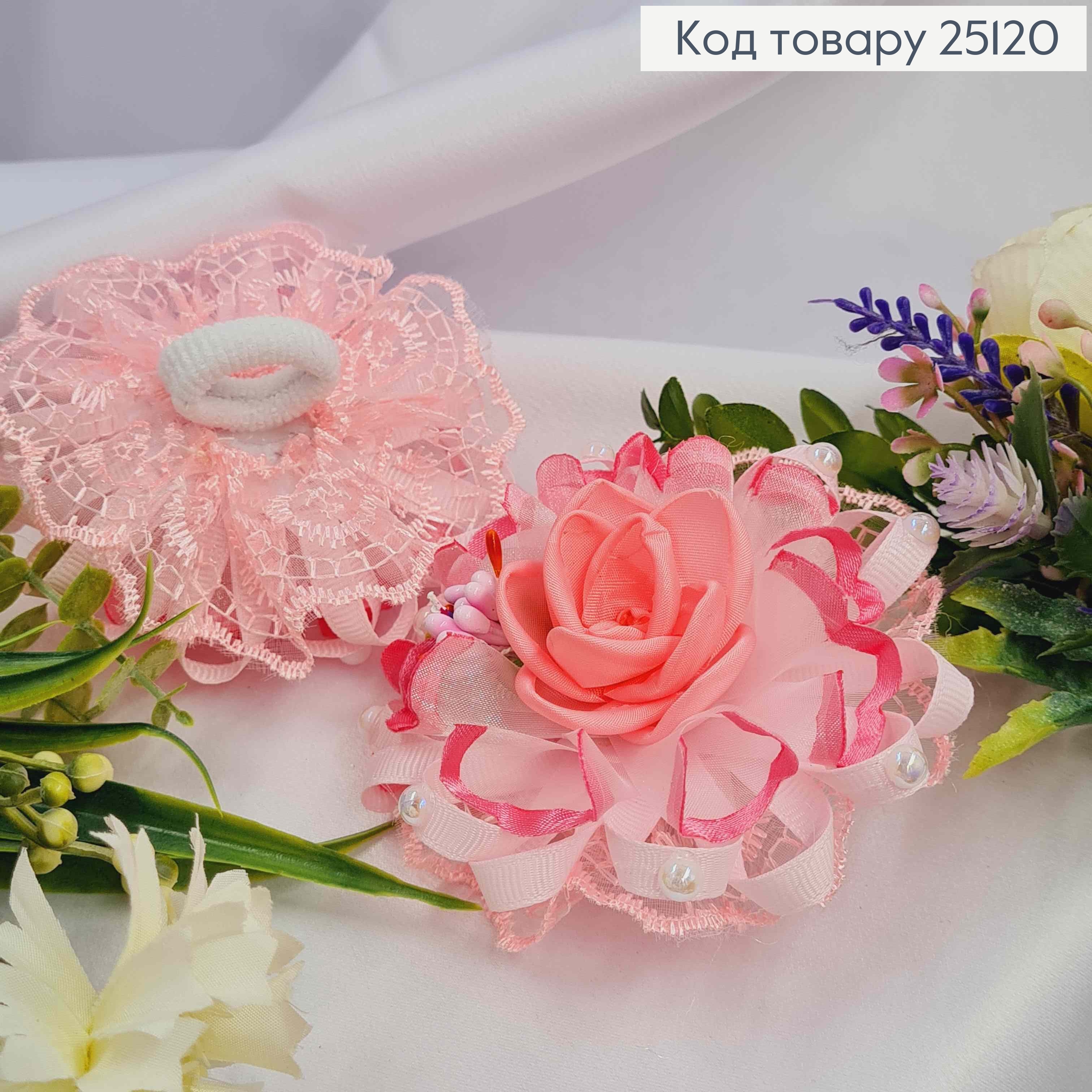 Резинка Бант розовий 8см, ручная робота Украина 25120 фото 2