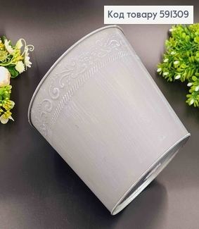 Відерце-кашпо, метал, сірого кольору, з візерунком, висота 16см, Польща 591309 фото