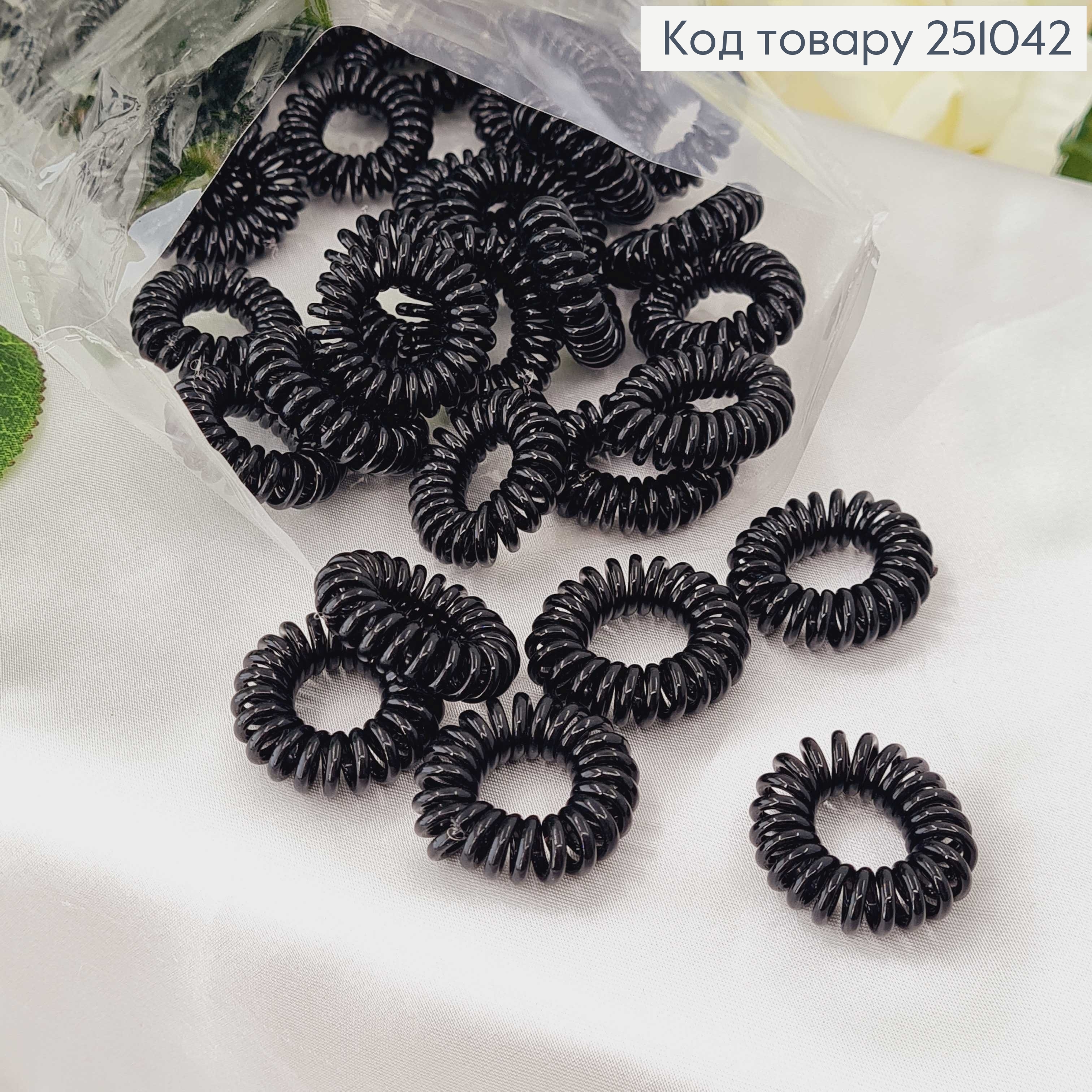 Резинка пружинка, чорна глянцева, 2см. 251042 фото 1