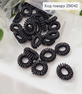 Резинка пружинка, чорна глянцева, 2см.  251042 фото