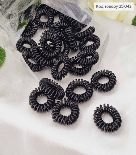 Резинка пружинка, чорна глянцева, 2см.  251042 фото 1