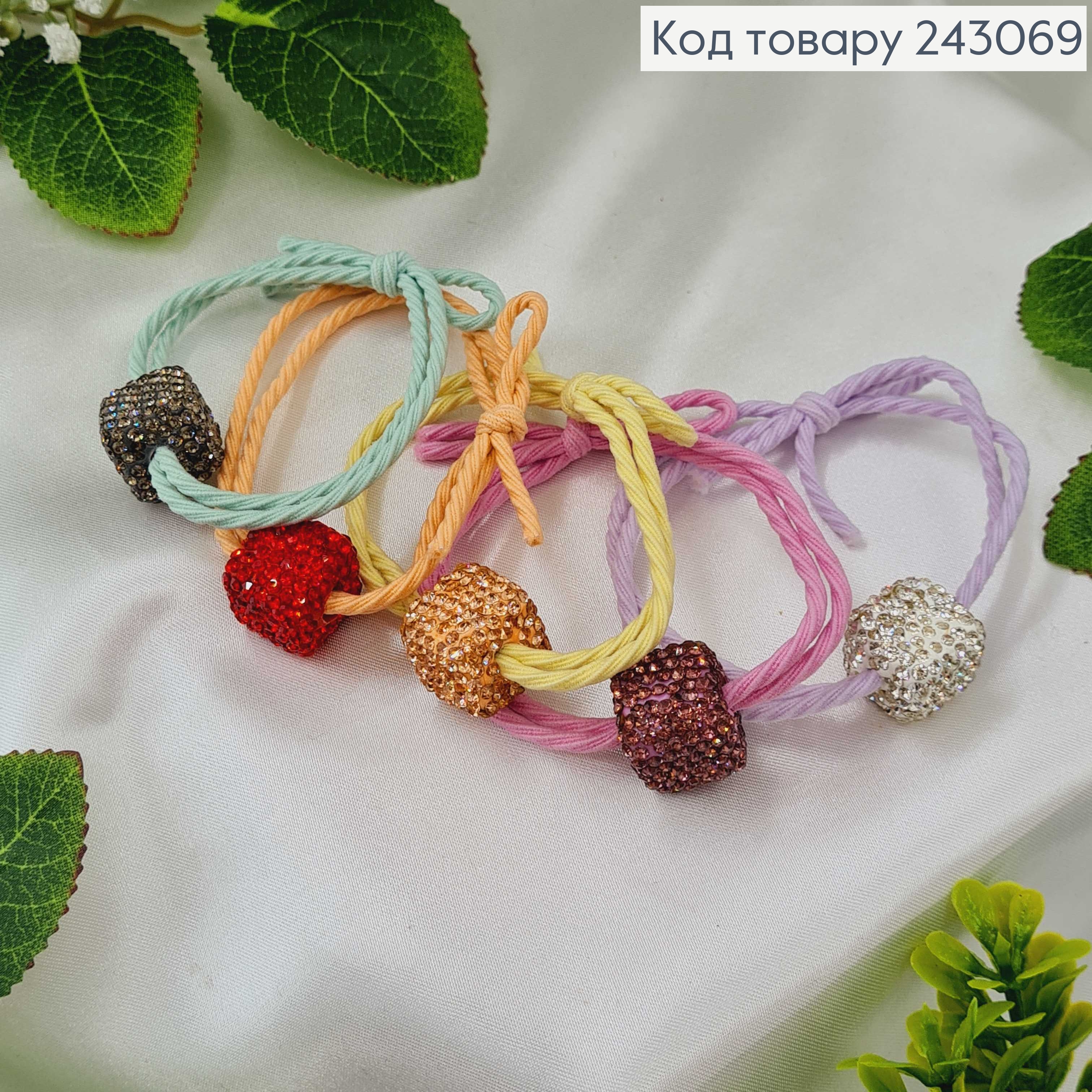 Резинка подвійна кольорова Квадрат в камінцях 5 шт/уп.. 243069 фото 1