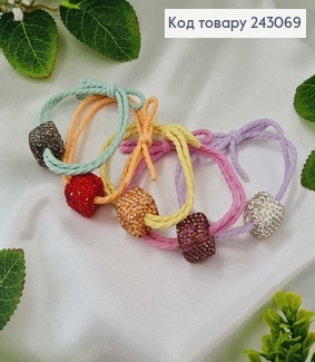 Резинка подвійна кольорова Квадрат в камінцях 5 шт/уп.. 243069 фото