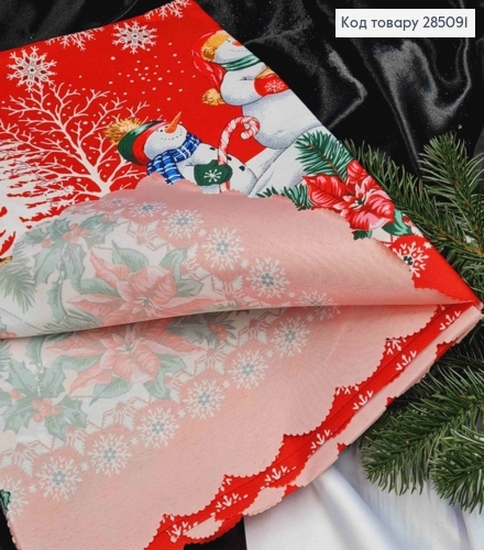 Скатертина новорічна черона"Сніговички з подарунками", розмір 110*150см 285091 фото 2