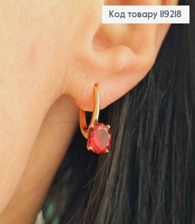 Серьги с Красным камнем, 1,5см, английская застежка, Xuping 18K 119218 фото
