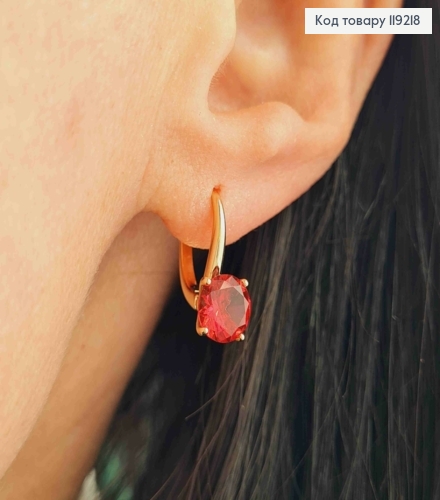 Серьги с Красным камнем, 1,5см, английская застежка, Xuping 18K 119218 фото 1