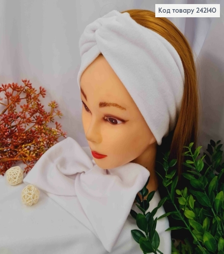 Пов'язка чалма, м'який велюр, кольору АЙВОРІ, діаметр 44см, ширина 11см, ручна робота, Україна 275201 фото 1