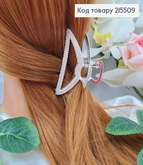 Краб металл, серебряного цвета, в камешках, Треугольник, 7,5см 215509 фото