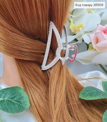 Краб металл, серебряного цвета, в камешках, Треугольник, 7,5см 215509 фото 1