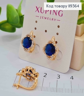 Серьги "Цветок Эдема" с Синим камнем, 1,5см, английская застежка, Xuping 18K 119364 фото
