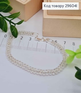 Бижутерия на руку, Браслет из Блестящих камней в два ряда, Серебряного цвета, 18см 296041 фото