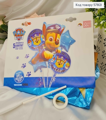 Набор фольгированных шаров "Щенячий патруль", 4шт+1шт(фигурка) 578121 фото 1