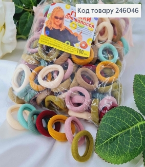 Резинка калуш мікрофібра, 3 см кольорова пастельних відтінків  100 шт/уп 246046 фото