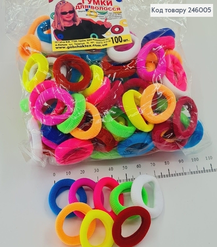 Резинка калуш  микрофибра 3см цветные 100 шт/уп 246005 фото 1