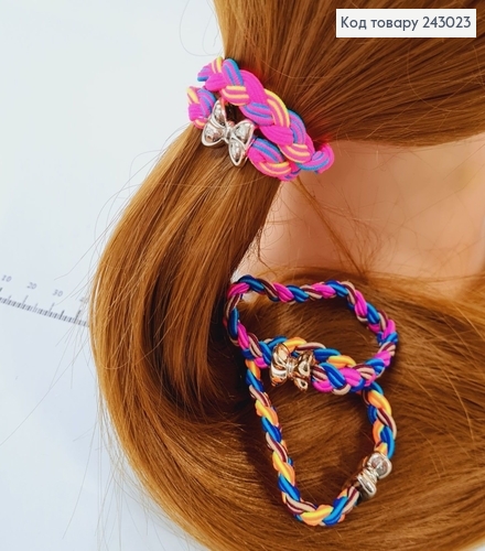 Резинка плетеная цветная с бантиком в асс.10 шт / уп цена за уп. 243023 фото 1