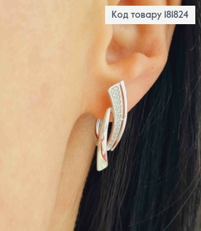 Серьги родованные "Воздух" украшены Блестящими камешками, 2,3см, англ. застежка, XUPING 181824 фото
