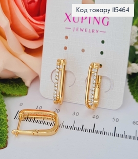 Серьги дуга с камешками диам.1см, высот. 2см, англ. зам. Xuping 18K 115464 фото