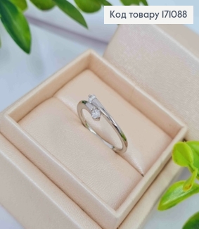 Перстень родованый нежный с двумя Блестящими камешками, Xuping 171088 фото