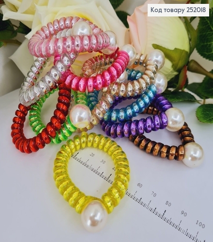 Резинка Пружинка №18 з перлинкою 5,5 см  блиск  252018 фото 1