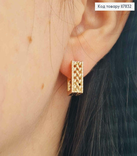 Сережки квадратні Вишукано-Ажурні, ширина 5мм, довжина 1,4см, Xuping 18K 117832 фото 3