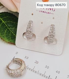 Сережки родированые кольца Елегантные с камнями, 1,5*0,7см, Xuping 180670 фото