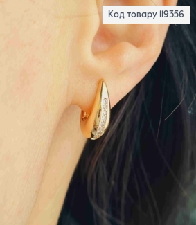 Серьги "Капельки" украшены Блестящими камешками, 1,5см, английская застежка, Xuping 18K 119356 фото