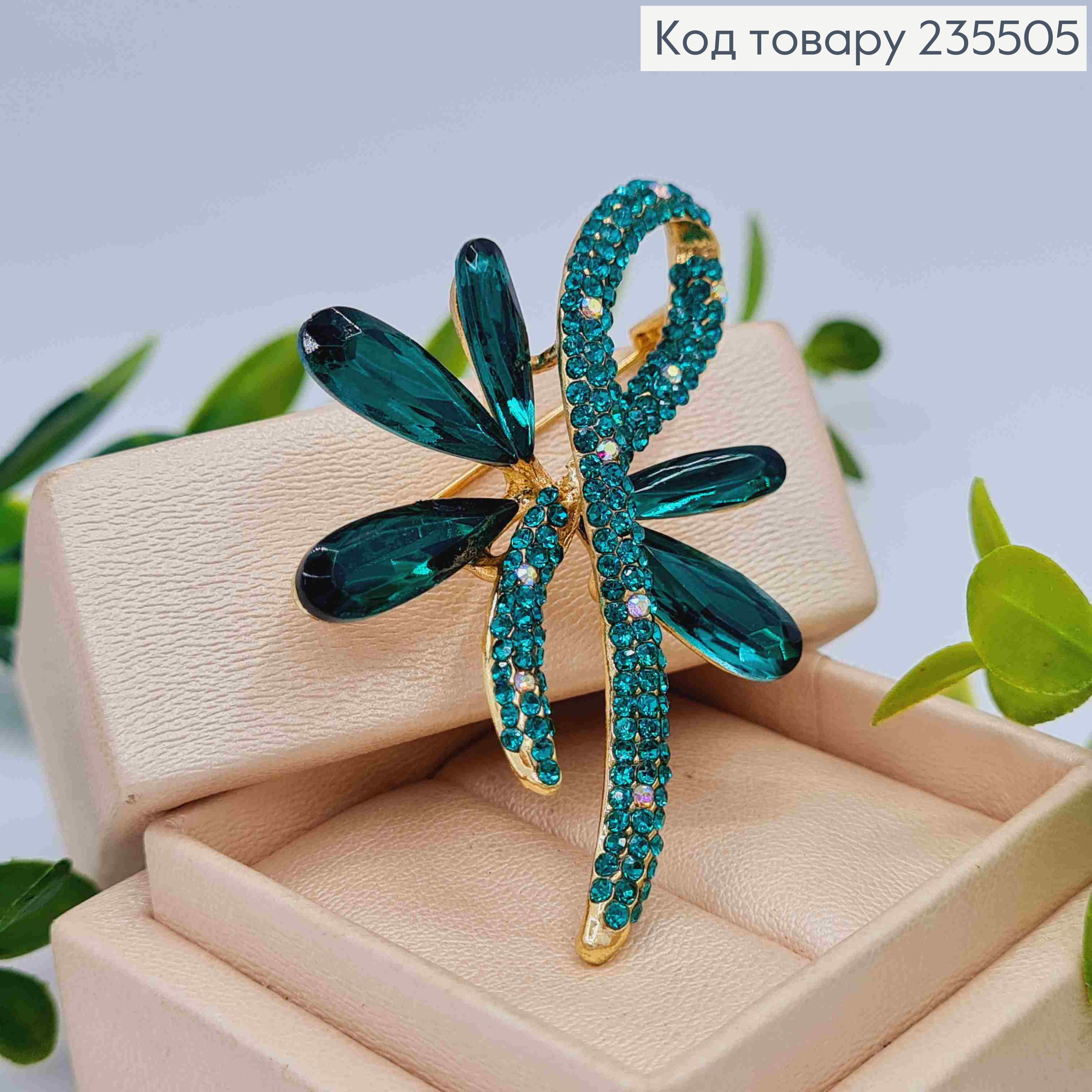 Брошь металл, "Цветочная Петля Желания", украшена Изумрудными камешками, 5,5см. 235505 фото 2