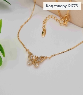Цепочка КАКОРНОЕ плетение с Бабочками в камнях, длина 43+5см, Xuping 18К 121773 фото