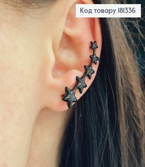 Сережки гвоздики +кафи, чернені, рядочок Зірочок, 3,5см, Xuping  181336 фото