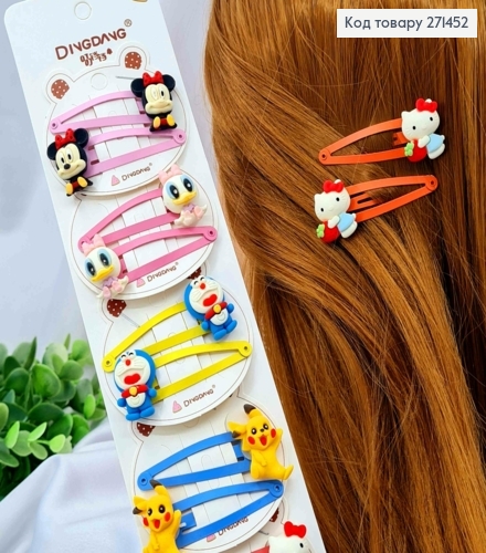 Набір заколок Тік-так (20шт), герої DISNEY, Яскраві кольори, заколка 5см, фігурка 1*2см 271452 фото 1