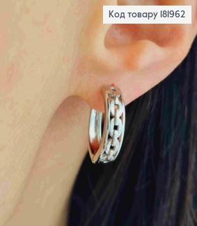 Сережки родовані кільця "Ланцюжок", ширина 5мм, діаметр 1,7см, Xuping 181962 фото