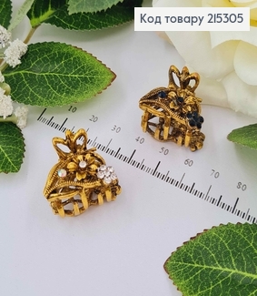 Краб металл 3см, бронзового цвета, с камешками, цвета в ассорт. 215305 фото