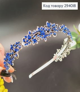 Діадема метал під срібло з Синіми камінцями 294018 фото