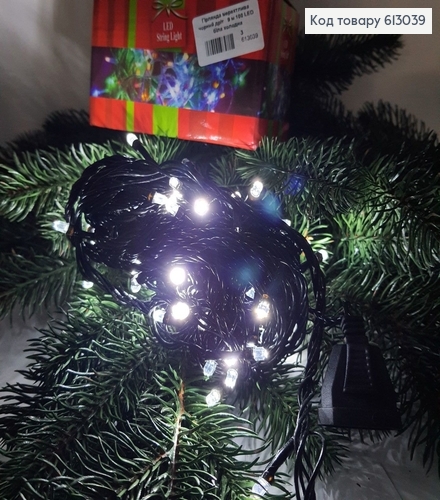 Гирлянда мерцающая черная проволока 9 м 100 LED белая холодная 613039 фото 1