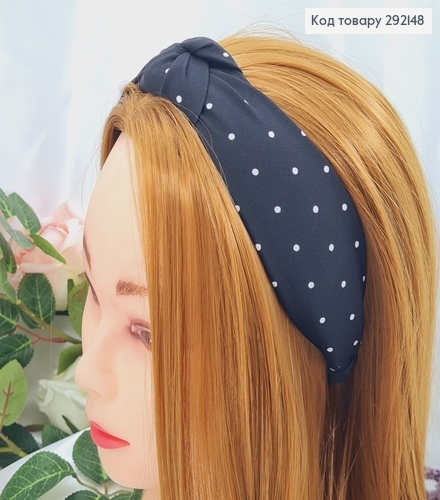 Обруч чалма КРАПОЧКА (черный), ручная работа, Украина 292148 фото 1