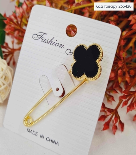 Брошь "ВАН КЛИВ" золотого цвета, длина броши 6см, Клевер 2см 235426 фото 1