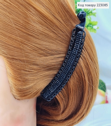 Зааколка банан 11см черный в ЧЕРНЫХ стразах 223085 фото 2