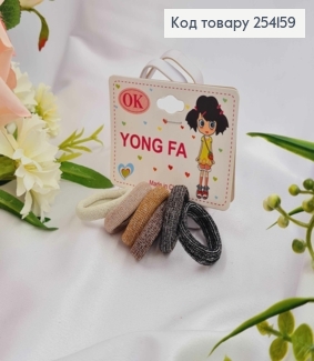 Набор детских резинок, цветов пастельных (6шт/уп) микрофибра с люрексом, на планшетке 254159 фото