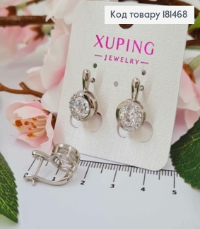 Сережки родовані, "Очі Сови" з блискучим камнем в оправі з камінців, 1,7см, англ застібка, Xuping 181468 фото