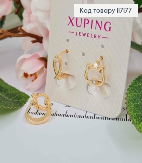 Сережки  кільця  (1,3см)КОТИК і РИБКА,    Xuping 18K 117177 фото