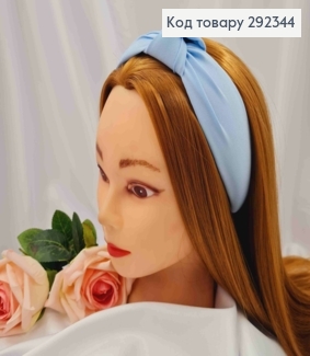 Обруч пластик в ткани "Чалма", Нежно Голубой цвет, 3,5см, ручная работа, Украина. 292344 фото