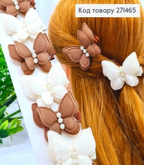 Набір заколок Стріла (10шт),МЕТЕЛИКИ, Бежеві пастельні кольори, заколка 4,5см, метелик 5,5*5см 271465 фото