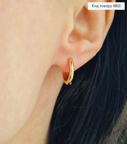 Серьги кольца Простые, диаметр 1,3см, ширина 2,5мм, XUPING 18K 118121 фото 2