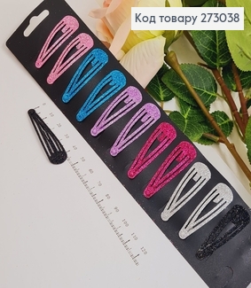 Заколка тік так глітер кольоровий  в асорт. 12 шт/уп. 273038 фото