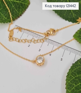 Цепочка якорное пеллетение, с подвеской Блестящий камешек в оправе (7мм), длина 42+5см, Xuping 18K 121442 фото