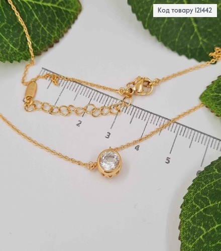 Цепочка якорное пеллетение, с подвеской Блестящий камешек в оправе (7мм), длина 42+5см, Xuping 18K 121442 фото 1