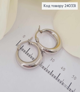 Серьги кольца 2см, серебряного цвета, сталь Stainless Steel 240331 фото